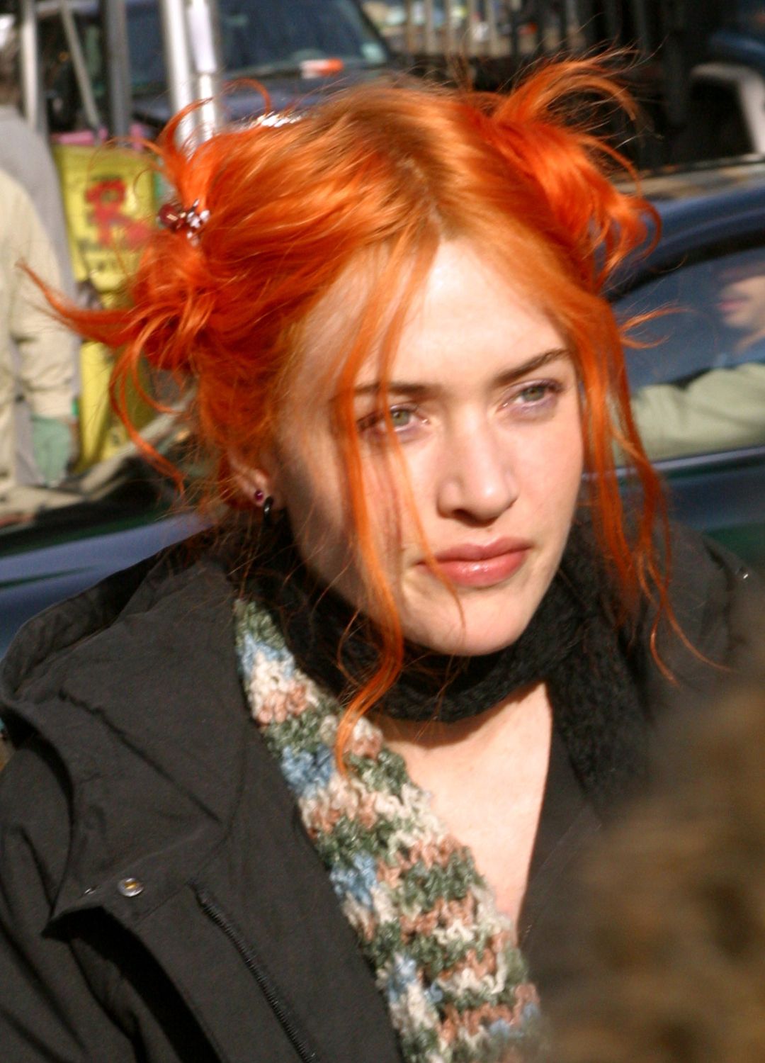 Kate Winslet during Jim Carrey and Kate Winslet On Location for "Eternal Sunshine of the Spotless Mind" - New York at Manhattan in New York City, New York,