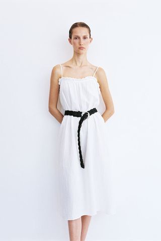 Ruffle-Trimmed Cotton Dress
