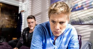 Robert Sugden’s anxious as he and Aaron Dingle prepare to spend their first night in their new home. He tries to push his guilt aside by getting flirtatious but is unable to cope with his emotions and winds up telling Aaron the truth about how distraught he was with Aaron in prison and about his dalliance with Rebecca White in Emmerdale.