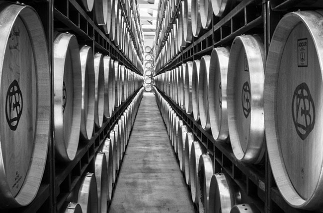 Bodegas Altanza barrels cave