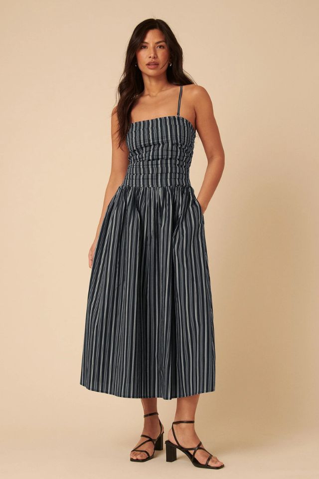 Nobody's Child Navy Pinstripe Felicity Midi Dress