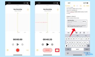 making a recording in iOS 18 notes and embedding it into a note