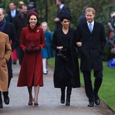 kings lynn, england december 25 l r prince charles, prince of wales, prince william, duke of cambridge, catherine, duchess of cambridge, meghan, duchess of sussex and prince harry, duke of sussex arrive to attend christmas day church service at church of st mary magdalene on the sandringham estate on december 25, 2018 in kings lynn, england photo by stephen pondgetty images