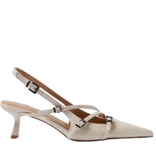 Mint Velvet Cream Leather Buckle Slingback Heels