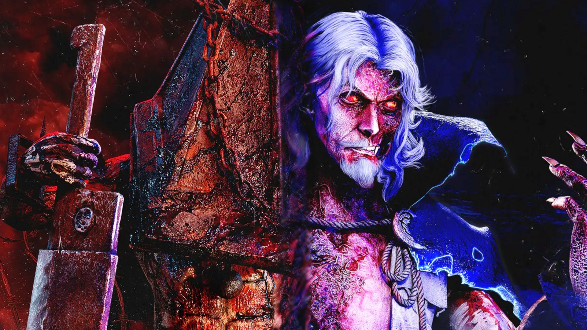 Pyramid Head and Dracula stand together in a promotional image for DBD 2v8 mode