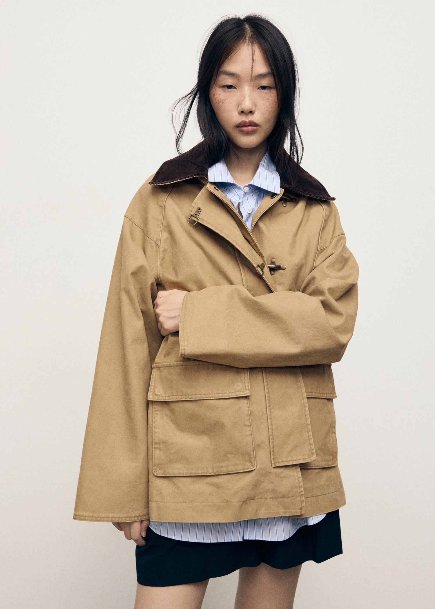 Oversized Parka With Contrasting Collar - Women | Mango United Kingdom