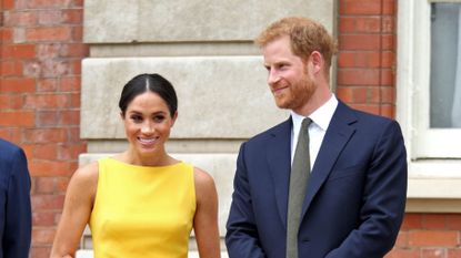 Shop Meghan Markle Yellow Brandon Maxwell Dress from Your Commonwealth  Youth Challenge Reception | Marie Claire