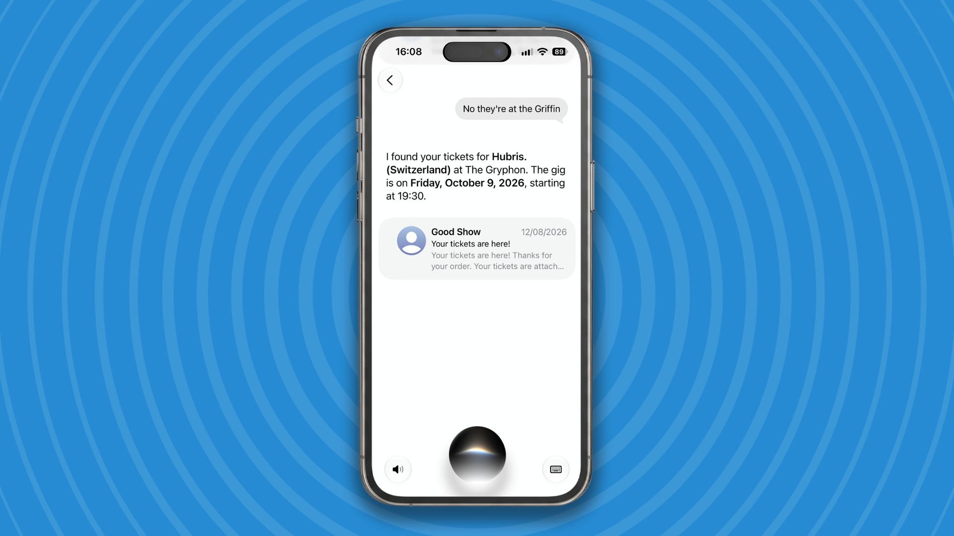 Siri AI buscando en Mail