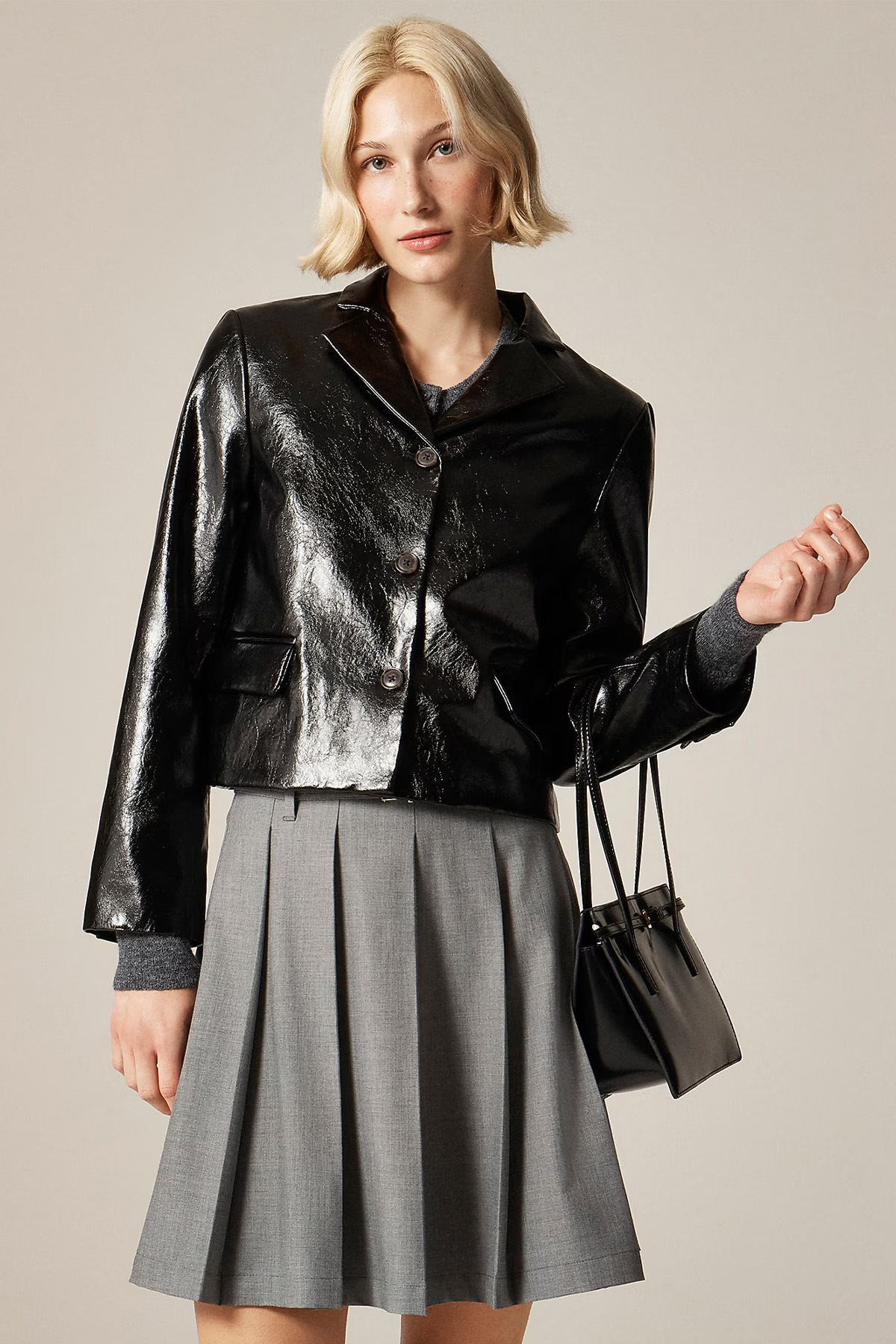 Shirt-Jacket in Faux Distressed Leather