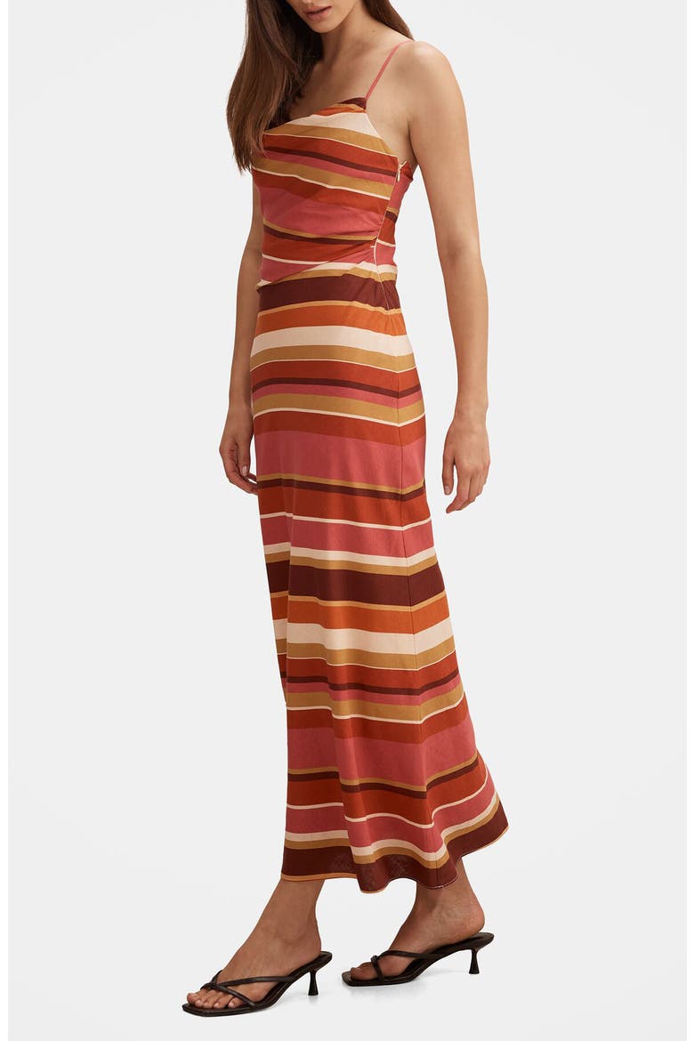 Zoe Stripe Sleeveless Linen Blend Midi Dress