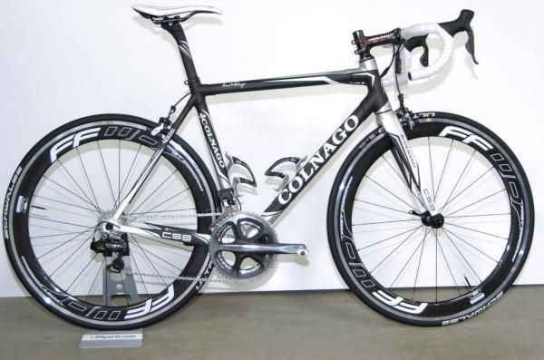 Colnago had its C59 Italia on display in several colour schemes including this silver on black one and a striking fluro yellow on black.