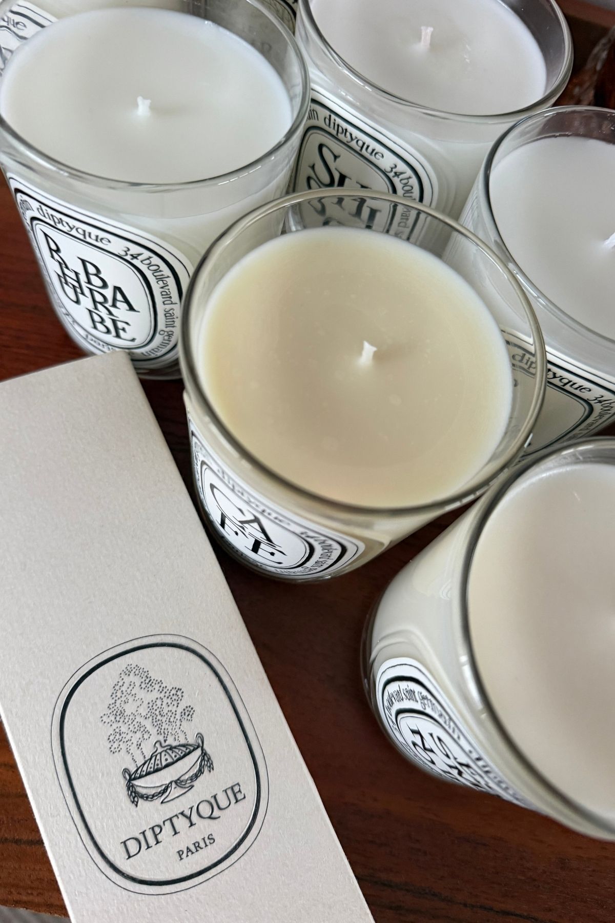Diptyque candles shot from above