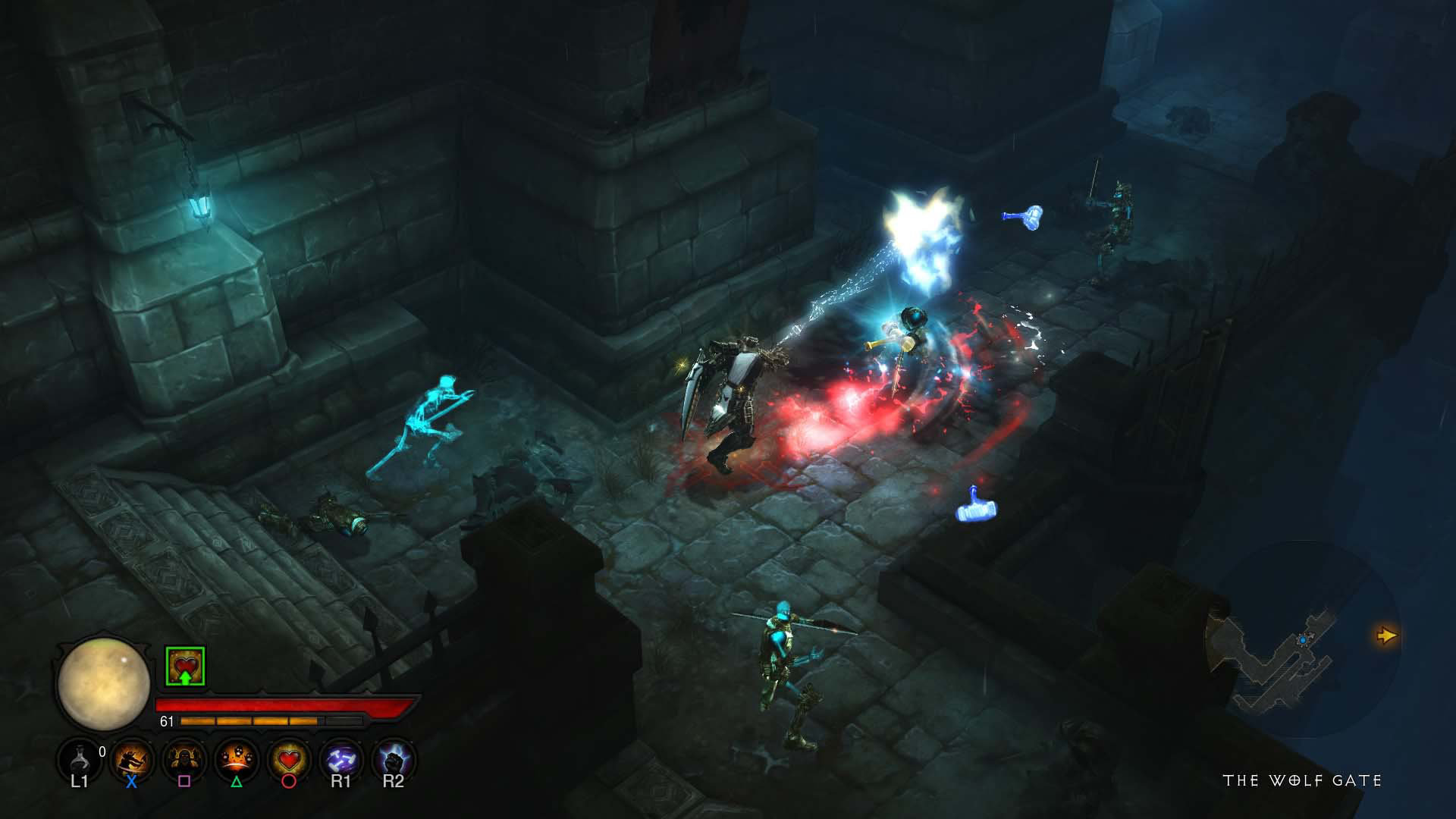 Diablo 3, view of characters battling in a dungeon - Best Ps4 Pro games