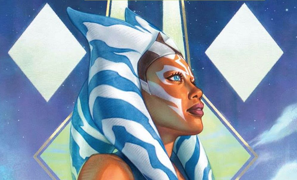 an alien woman crowned with blue and white horns