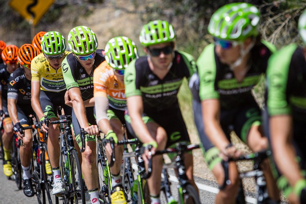 Joe Dombrowski (Cannondale-Garmin) stays protected by his team
