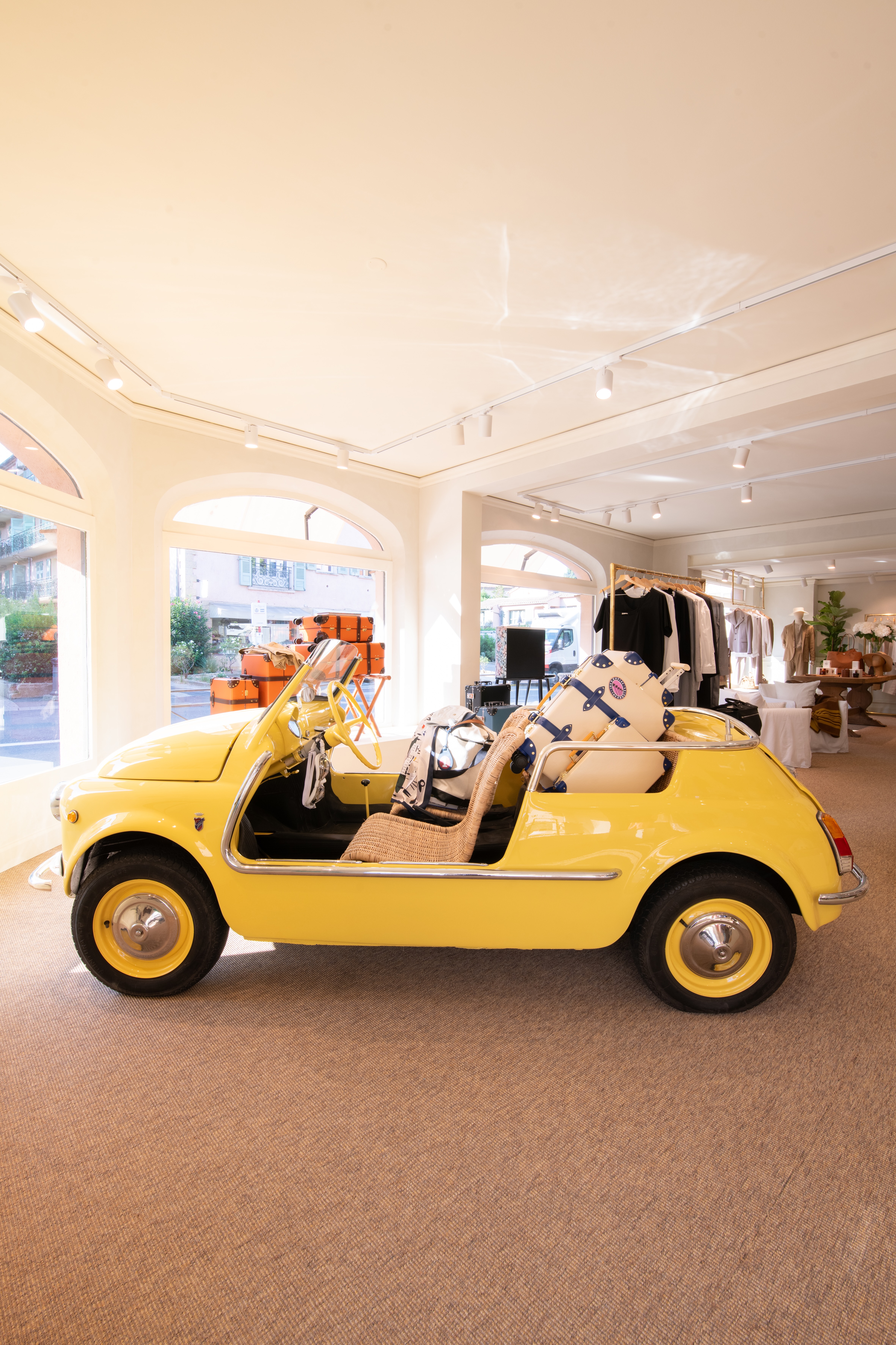 Fashion showroom with jute carpet