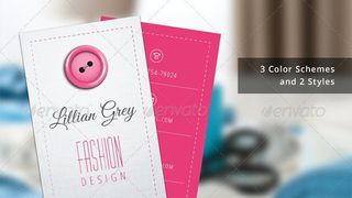 Fashion Designer Business Card featuring pink button