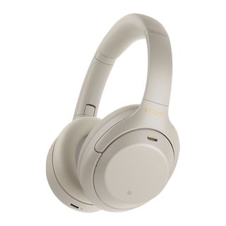 Sony WH-1000XM4 noise cancelling wireless headphones on white background
