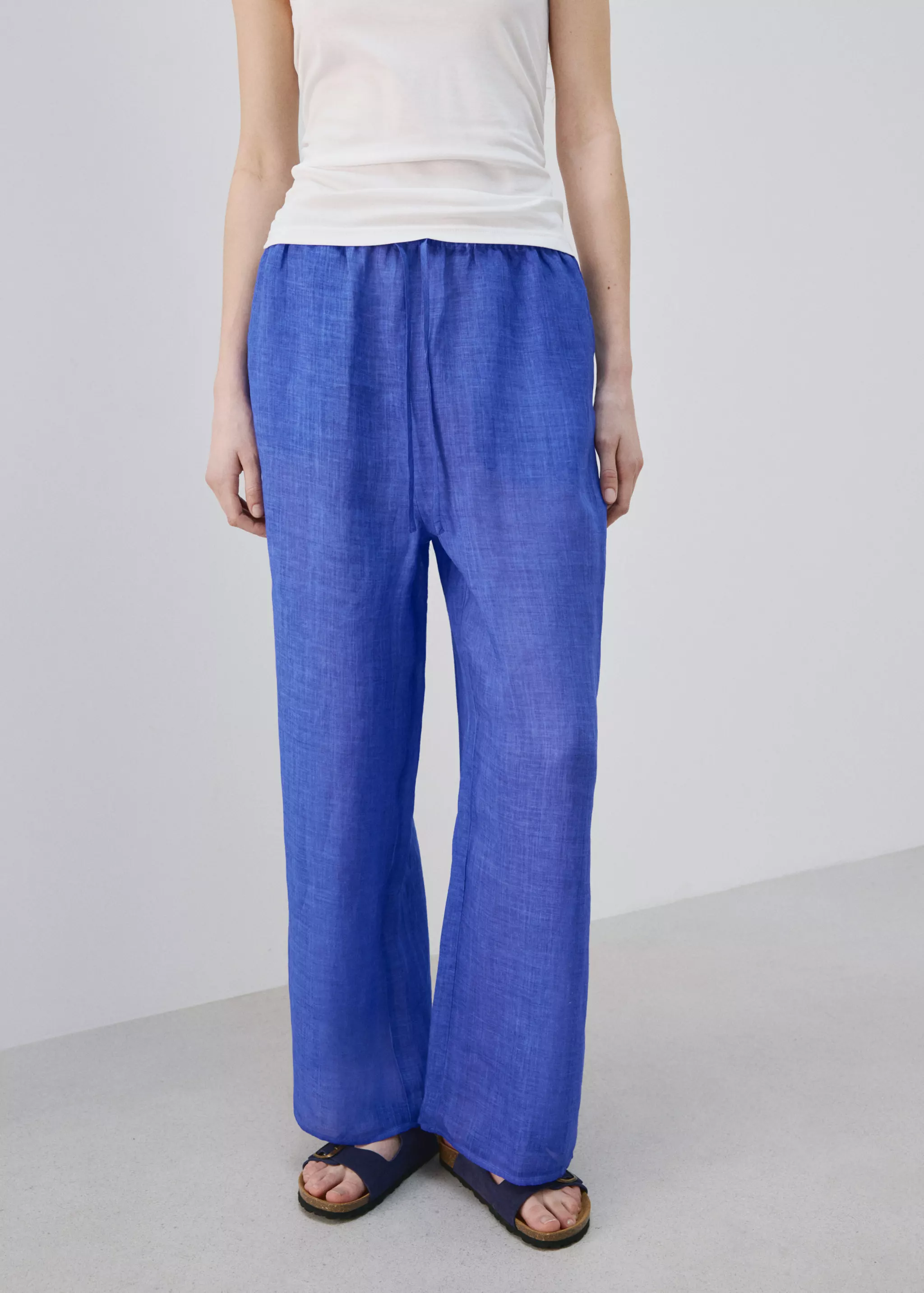 100% Ramie Trousers With an Overdyed Effect - Women | Mango United Kingdom