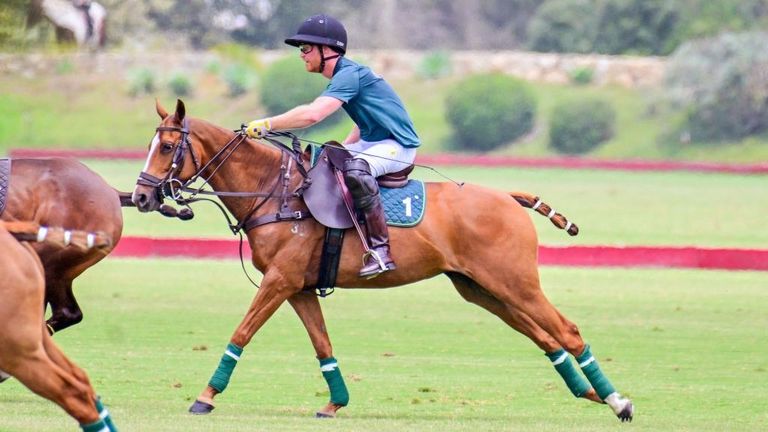 Prince Harry, Duke of Sussex is seen playing polo on June 10, 2022 in Carpinteria, California