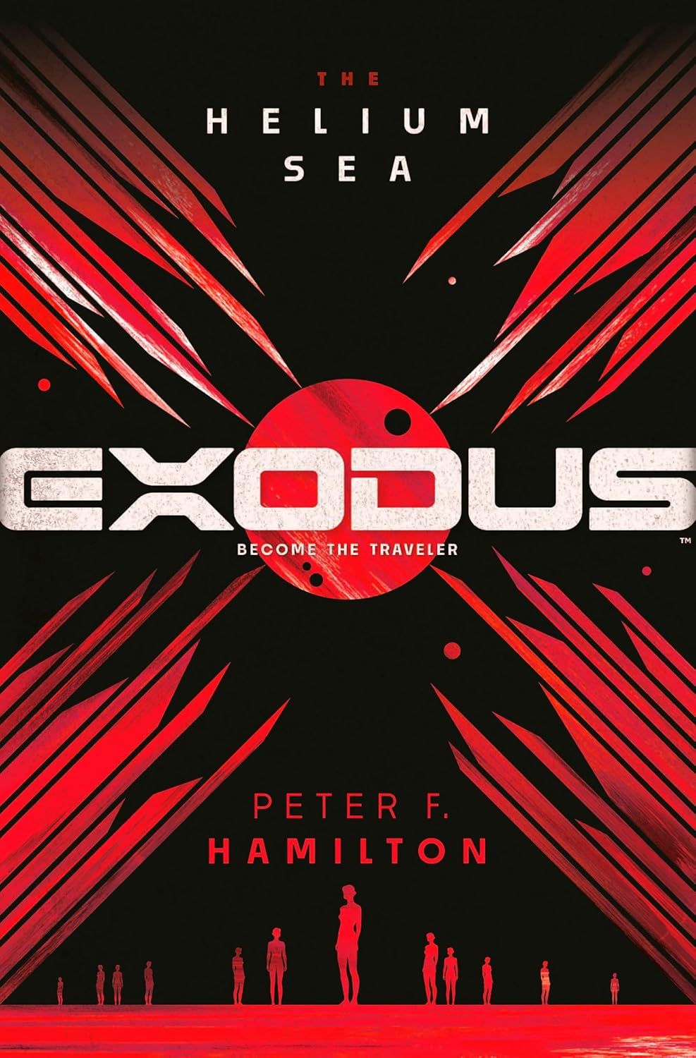 a red and black sci-fi book cover