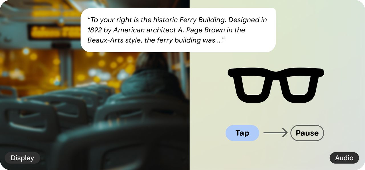 Sample UI images for Android XR AI Glasses