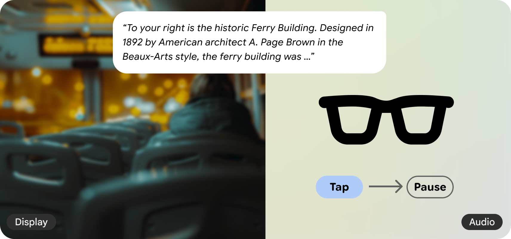 Sample UI images for Android XR AI Glasses