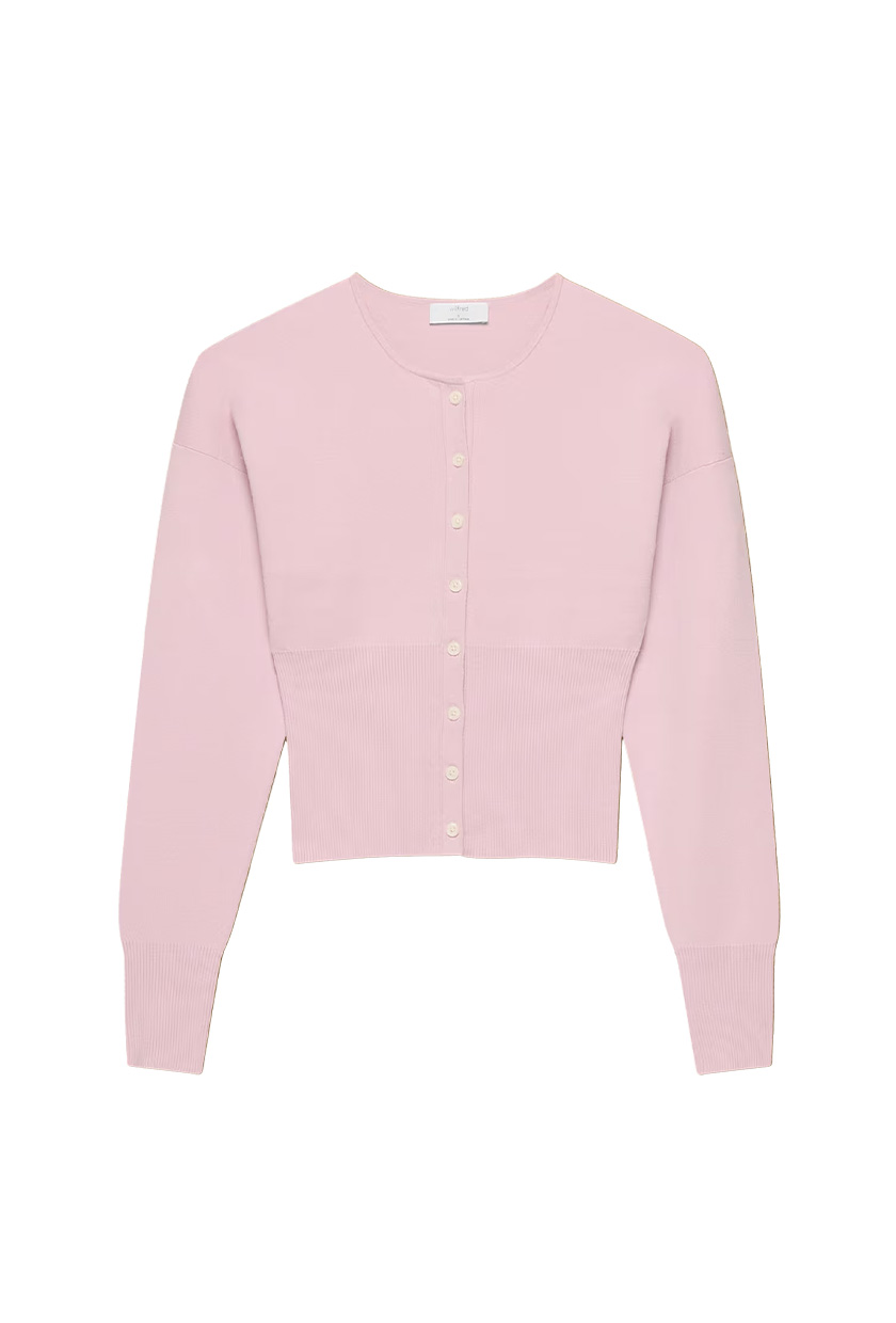 aritzia pink cardigan sweater