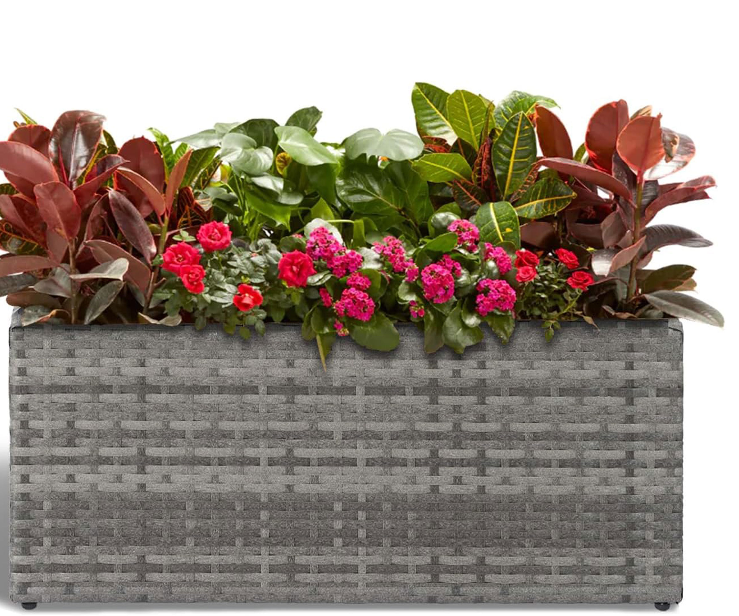 lewis & wayne raised bed planter with flowers and plants