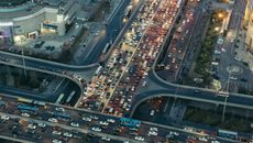 Aerial view of traffic jam