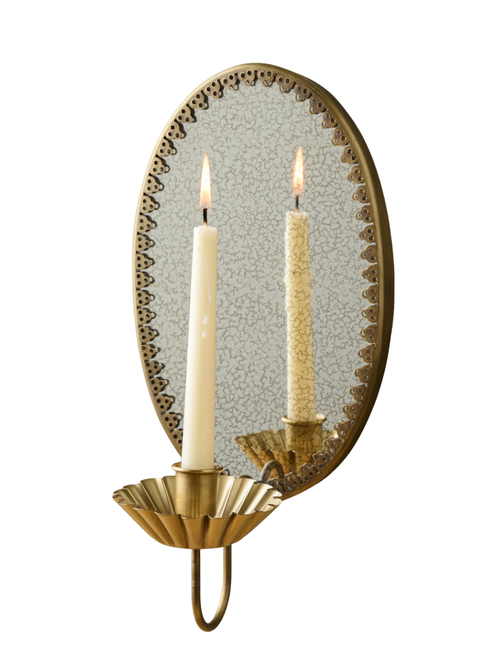 Oval Antique Mirrored Sconce