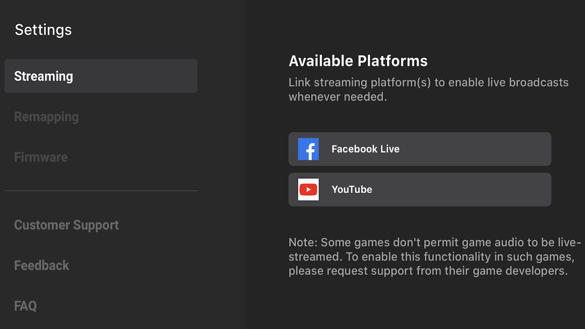 Razer Kishi V2 Nexus App streaming page