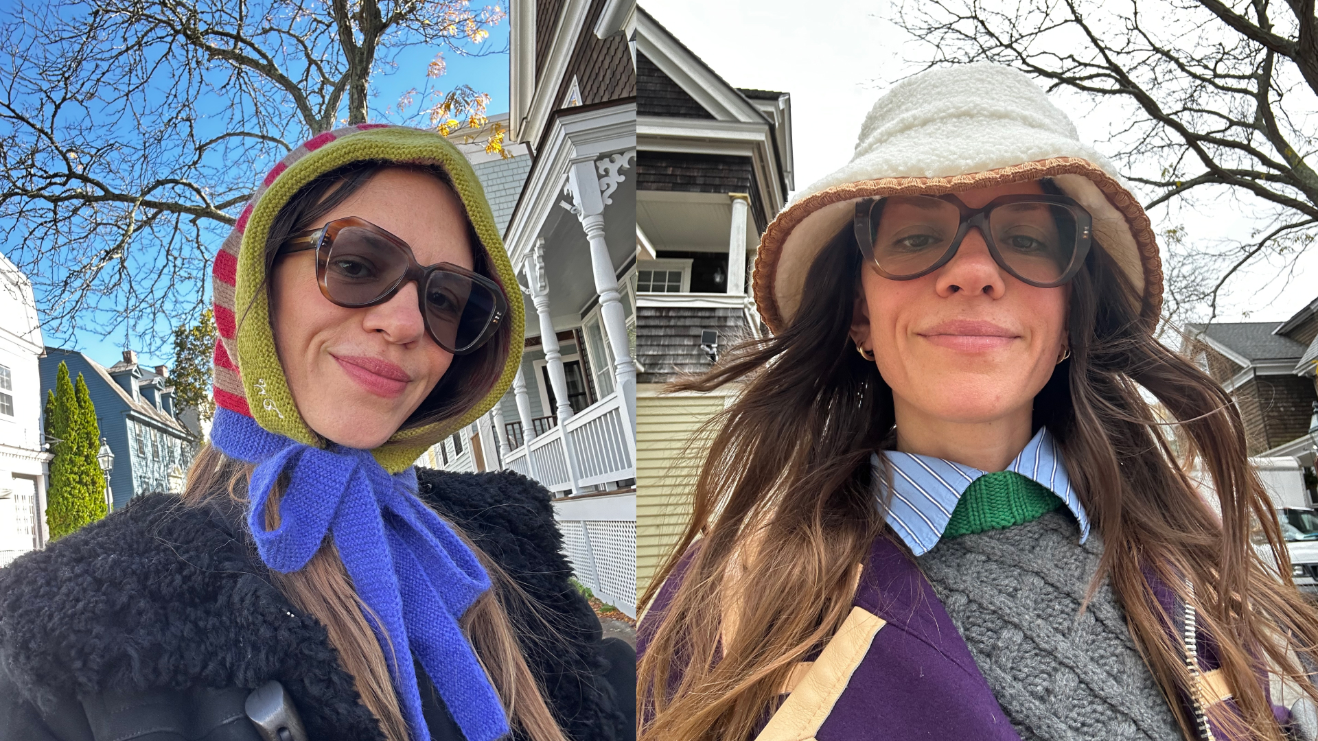 Julia Gall wearing winter hats