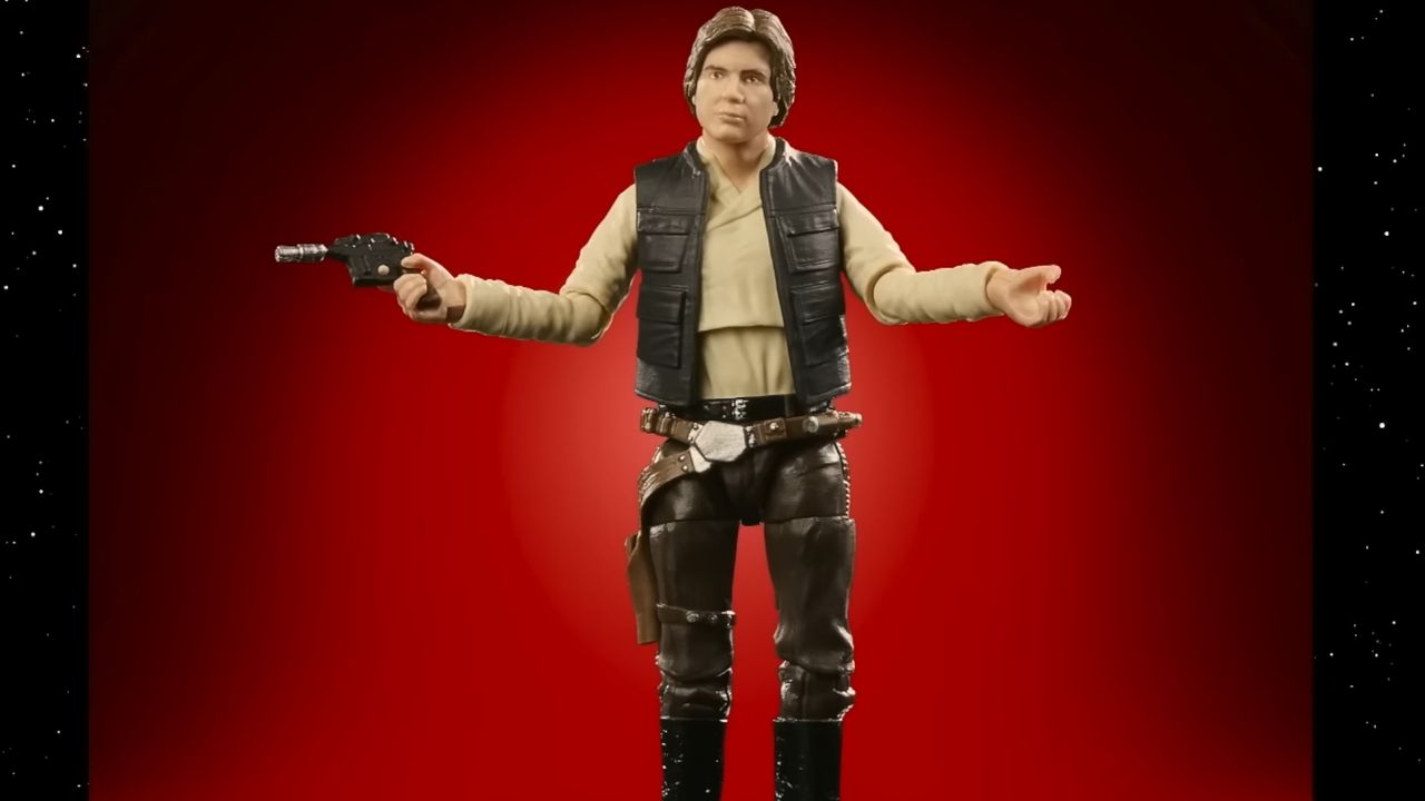 Star Wars Return of the Jedi Han Solo action figure on a black and red background