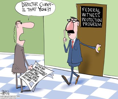 Political cartoon Comey Hillary Clinton emails scandal