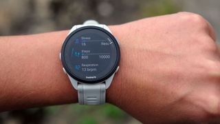 Health stats displayed on our reviewer's Garmin Forerunner 165