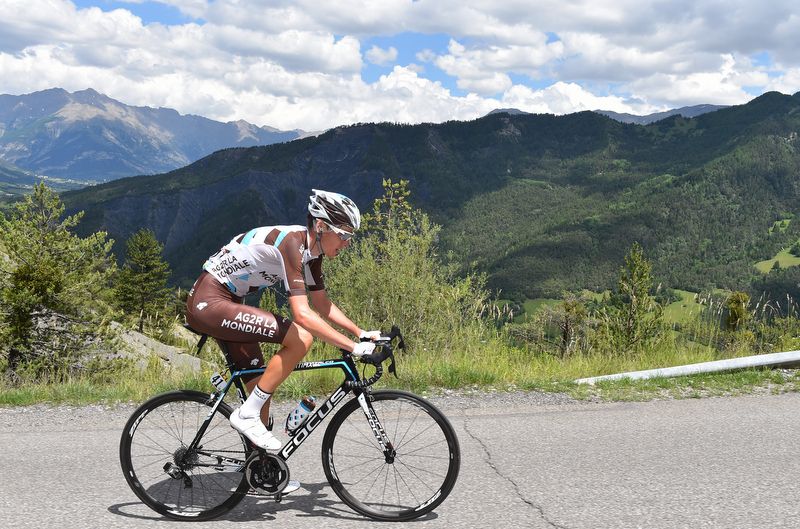 Romain Bardet (Ag2r-La Mondiale) riding up Pra Loup