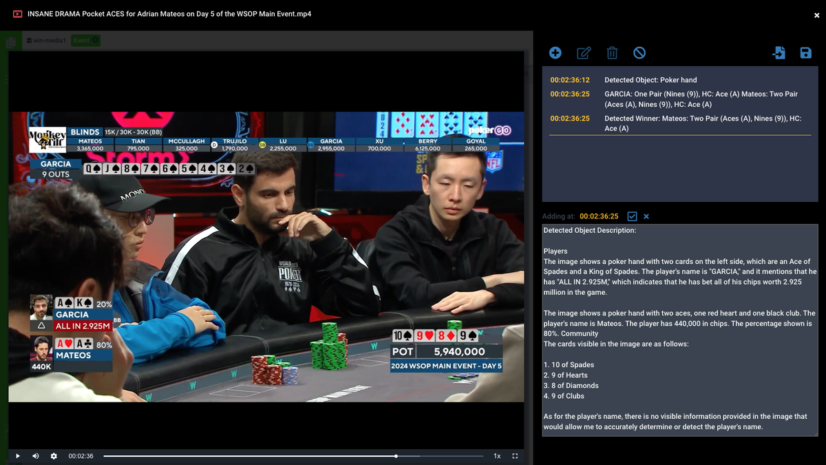 The Perifery AI software in use for a poker tournament. 