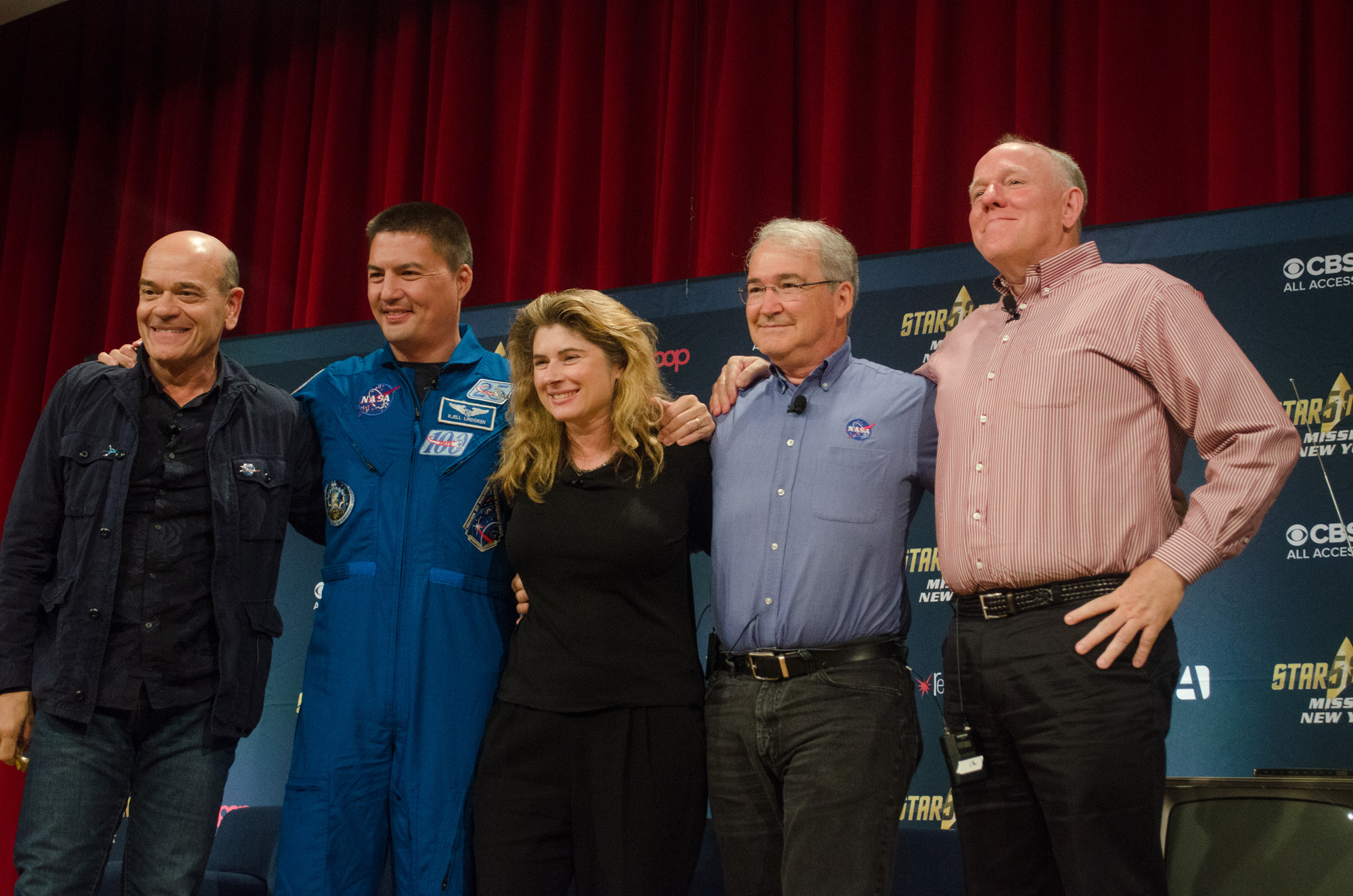 Star Trek stars and NASA staff