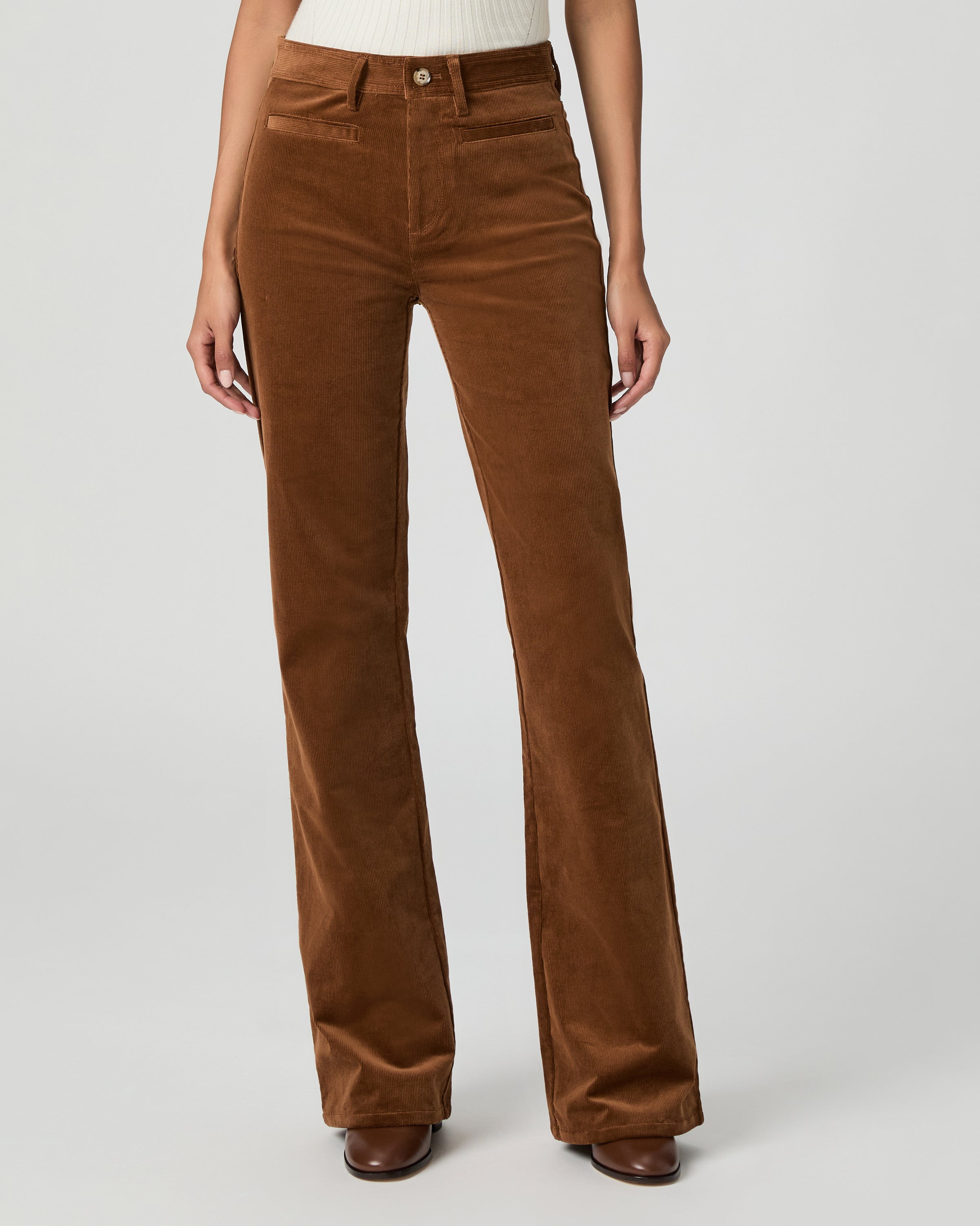 Paige, Leenah Wide Leg Pants in Cognac Corduroy