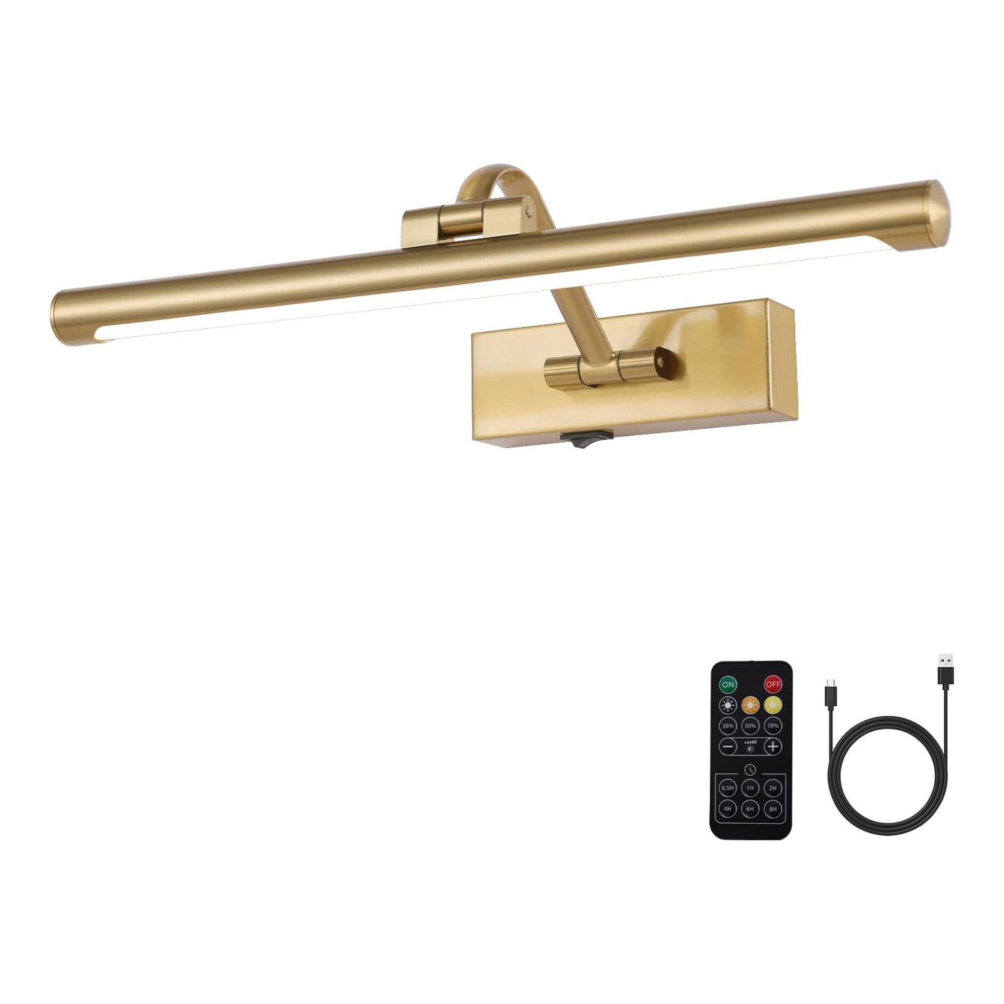 Wireless Picture Lights for Wall Battery Operated Brass Art Light for Paintings with Remote