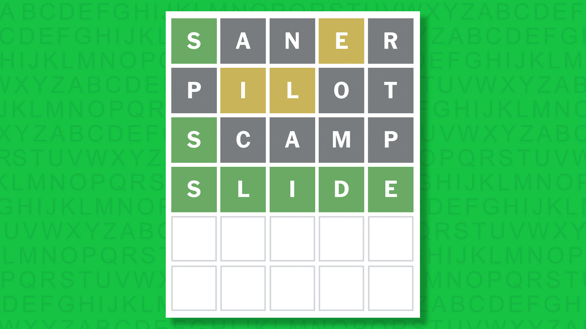 NYT Wordle answer for game 1959 on a green background