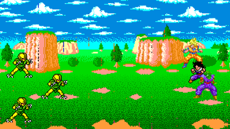 A battle screen from Dragon Ball Z fan game Wish for Immortality