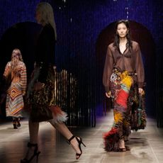 models walking in the finale of the etro aw26 show in milan