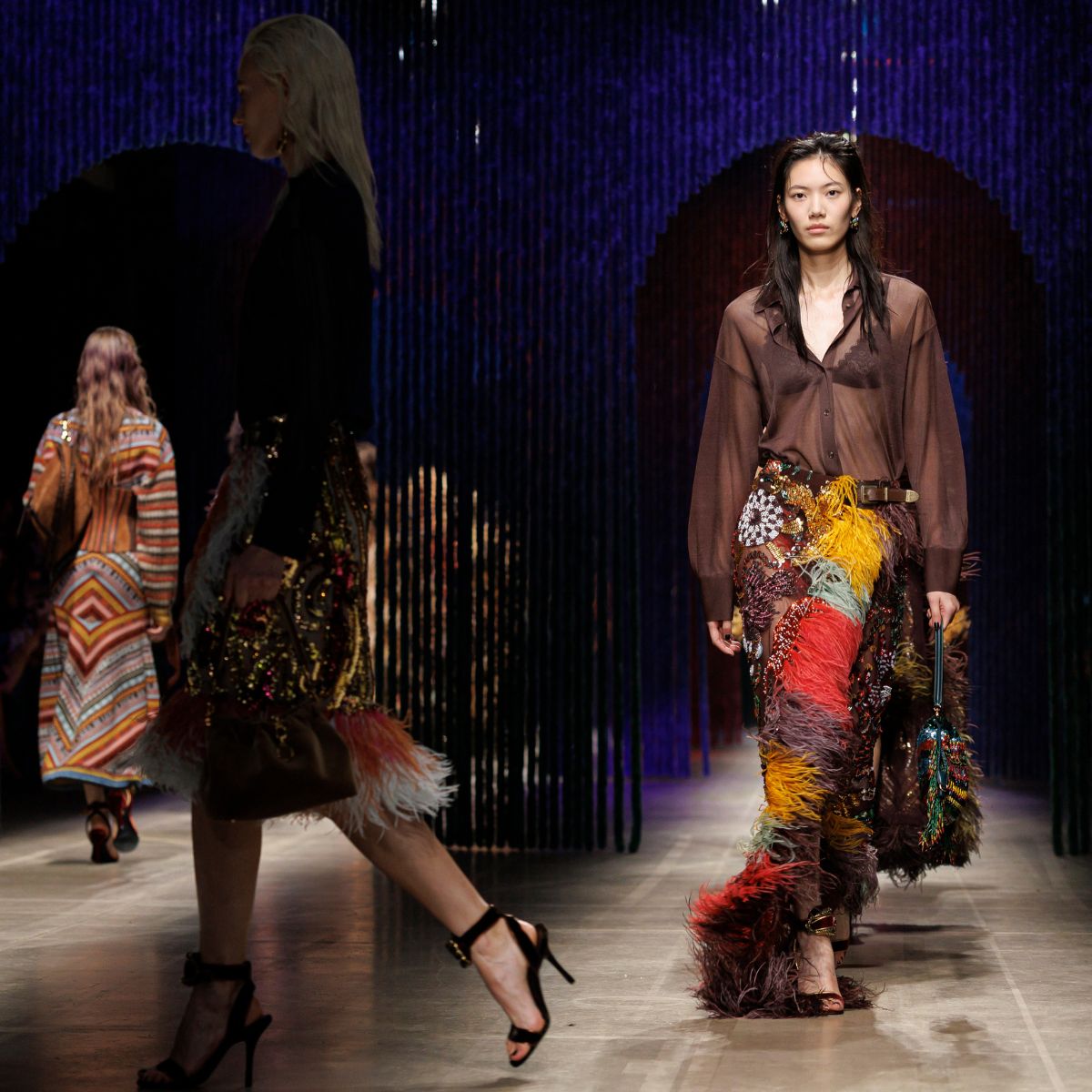 models walking in the finale of the etro aw26 show in milan