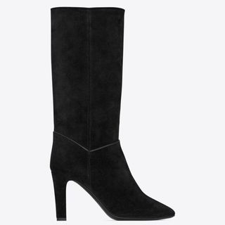 heeled suede boots