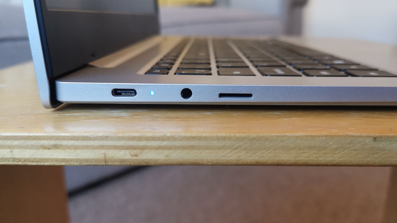 A closeup of the Samsung Galaxy Book Go's ports