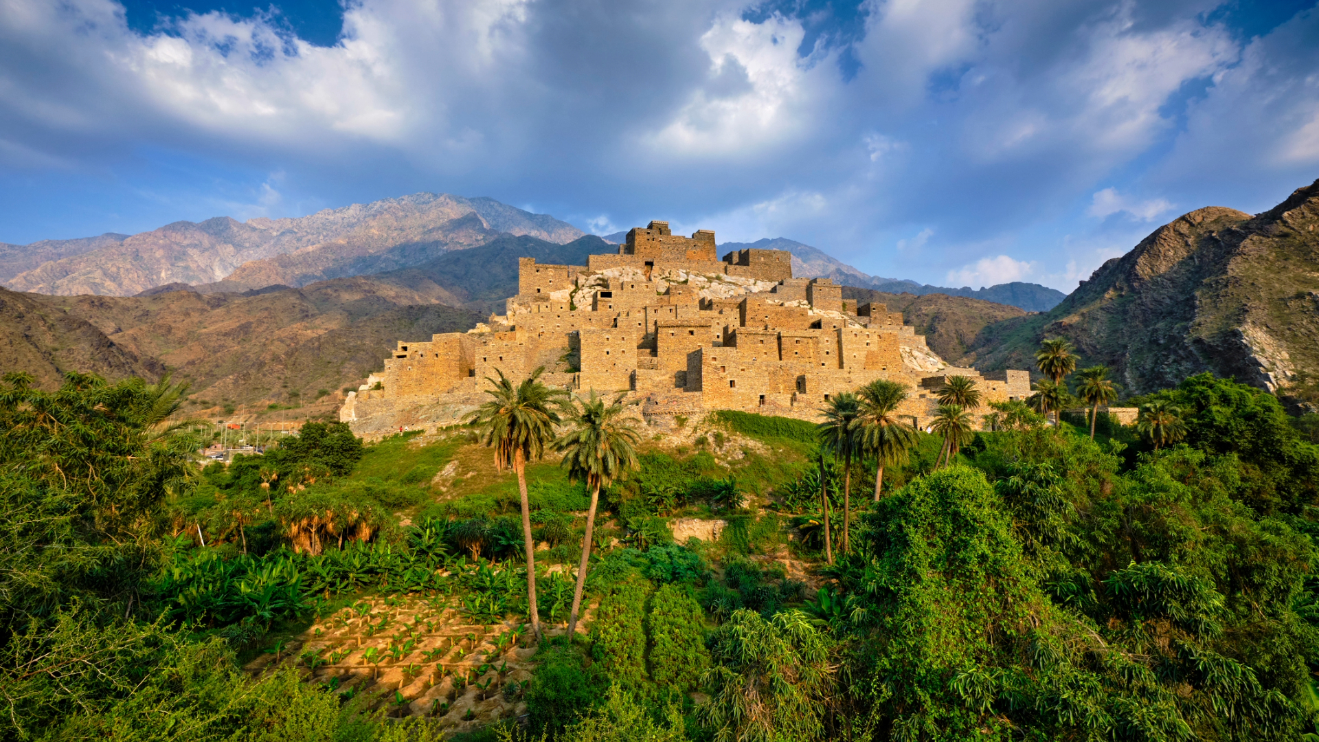 A pyramid of ancient ruins sits in the middle of a jungle in Saudi Arabia