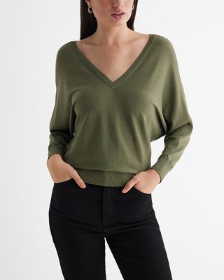 Express, V-Neck Banded Bottom SoHo Sweater