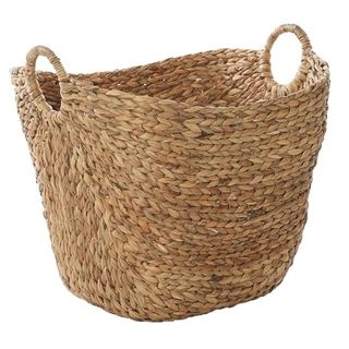 Deco 79 Seagrass Handmade Decorative and Functional Storage Basket Large Woven Basket Organizer With Ring Handles, Basket for Storage 20